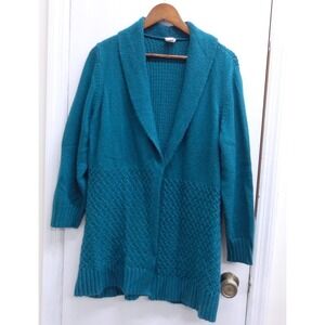 Chico's 4 Teal Blue Textured Knit Cardigan Sweater Women's  XXL / #1320